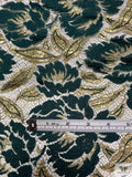 Double Scalloped Floral Leaf French Chantilly Lace - Hunter Green / Gold