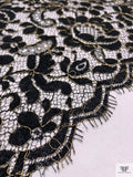 Floral Paisley French Chantilly Lace with Metallic Threadwork - Black / Gold