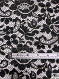 Floral Paisley French Chantilly Lace with Metallic Threadwork - Black / Gold