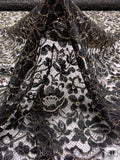 Floral Paisley French Chantilly Lace with Metallic Threadwork - Black / Gold