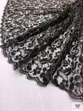 Floral Paisley French Chantilly Lace with Metallic Threadwork - Black / Gold