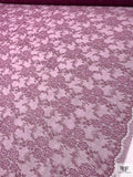 Made in Japan Floral Fine Chantilly-Like Lace with Gold Thread Detailing - Berry Magenta / Gold