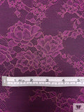 Made in Japan Floral Fine Chantilly-Like Lace with Gold Thread Detailing - Berry Magenta / Gold