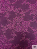 Made in Japan Floral Fine Chantilly-Like Lace with Gold Thread Detailing - Berry Magenta / Gold
