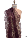 Double Scalloped Floral Metallic French Chantilly Lace - Metallic Berry Magenta / Black