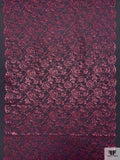 Double Scalloped Floral Metallic French Chantilly Lace - Metallic Berry Magenta / Black