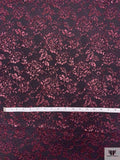 Double Scalloped Floral Metallic French Chantilly Lace - Metallic Berry Magenta / Black