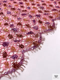 Double Scalloped Metallic French Chantilly Lace - Pink / Amethyst / Yellow Gold