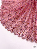Double Scalloped Metallic French Chantilly Lace - Pink / Amethyst / Yellow Gold