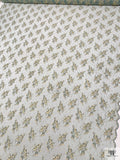 Double Scalloped Floral Fine Lace-Tulle with Lurex Detailing - Dusty Seafoam / Gold