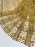 Floral Linear Designer Metallic French Chantilly Lace - Metallic Gold