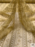 Floral Linear Designer Metallic French Chantilly Lace - Metallic Gold