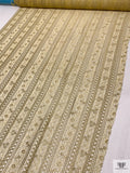 Floral Linear Designer Metallic French Chantilly Lace - Metallic Gold