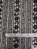 Floral Linear Designer Metallic French Chantilly Lace - Black / Gold