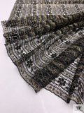 Floral Linear Designer Metallic French Chantilly Lace - Black / Gold