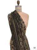 Floral Linear Designer Metallic French Chantilly Lace - Black / Gold