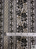 Floral Linear Designer Metallic French Chantilly Lace - Black / Gold