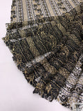 Floral Linear Designer Metallic French Chantilly Lace - Black / Gold