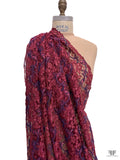Trailing Floral Corded Lace - Cranberry / Navy