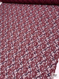 Trailing Floral Corded Lace - Cranberry / Navy