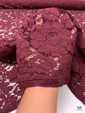Double Scalloped and Lightly Corded Lace Strip - Deep Maroon