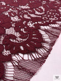 Double Scalloped and Lightly Corded Lace Strip - Deep Maroon