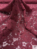 Double Scalloped and Lightly Corded Lace Strip - Deep Maroon