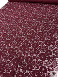 Double Scalloped and Lightly Corded Lace Strip - Deep Maroon