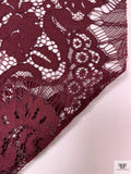 Double Scalloped and Lightly Corded Lace Strip - Deep Maroon