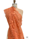 Double Scalloped Abstract French Chantilly Lace - Burnt Sienna Orange