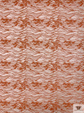 Double Scalloped Abstract French Chantilly Lace - Burnt Sienna Orange