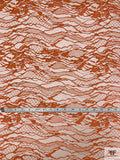 Double Scalloped Abstract French Chantilly Lace - Burnt Sienna Orange