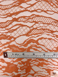 Double Scalloped Abstract French Chantilly Lace - Burnt Sienna Orange