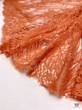 Double Scalloped Abstract French Chantilly Lace - Burnt Sienna Orange