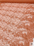 Double Scalloped Abstract French Chantilly Lace - Burnt Sienna Orange