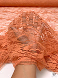 Double Scalloped Abstract French Chantilly Lace - Burnt Sienna Orange