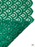 Single Scalloped Art Deco French Wool-Blend Lace - Emerald Green