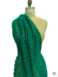 Single Scalloped Art Deco French Wool-Blend Lace - Emerald Green