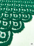 Single Scalloped Art Deco French Wool-Blend Lace - Emerald Green