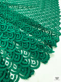 Single Scalloped Art Deco French Wool-Blend Lace - Emerald Green