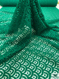Single Scalloped Art Deco French Wool-Blend Lace - Emerald Green