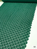 Single Scalloped Art Deco French Wool-Blend Lace - Emerald Green