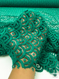 Single Scalloped Art Deco French Wool-Blend Lace - Emerald Green