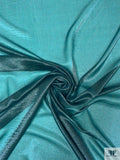 Italian Sheer Stretch Lamé - Deep Sea Green / Black