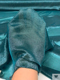 Italian Sheer Stretch Lamé - Deep Sea Green / Black