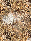 Animal Pattern Printed Sequins on Stretch Tulle - Yellow Ochre / Browns / Off-White