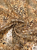 Animal Pattern Printed Sequins on Stretch Tulle - Yellow Ochre / Browns / Off-White