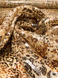 Animal Pattern Printed Sequins on Stretch Tulle - Yellow Ochre / Browns / Off-White