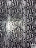 Snakeskin Foil Printed Microsuede - Silver / Black