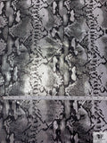 Snakeskin Foil Printed Microsuede - Silver / Black